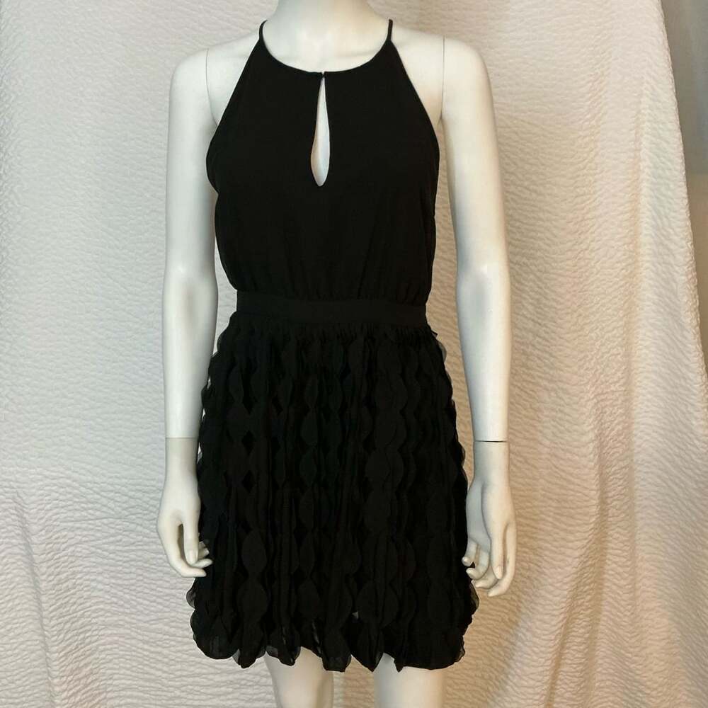 Diane Von Furstenberg Gia Ruffle Dress Size 2 Black Silk Halter
